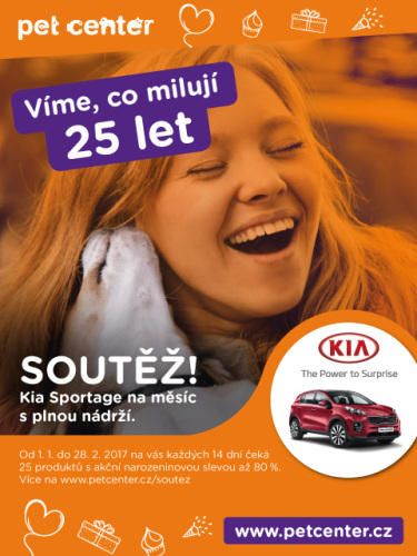 Pet Center slaví 25 let. Vyhrajte na měsíc Kia Sportage s plnou nádrží zdarma.